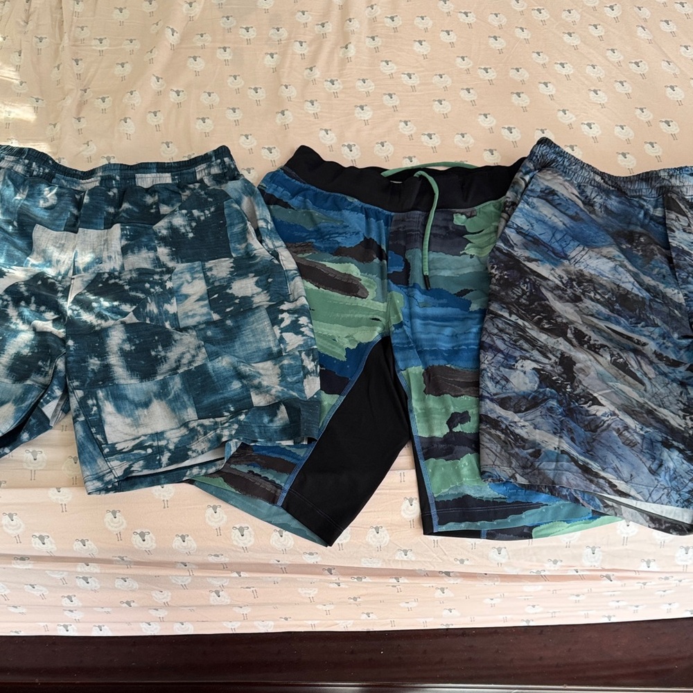 Set of Three Patterned Lululemon Shorts